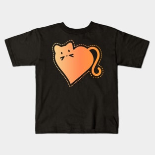Heart Cat in Orange Kids T-Shirt